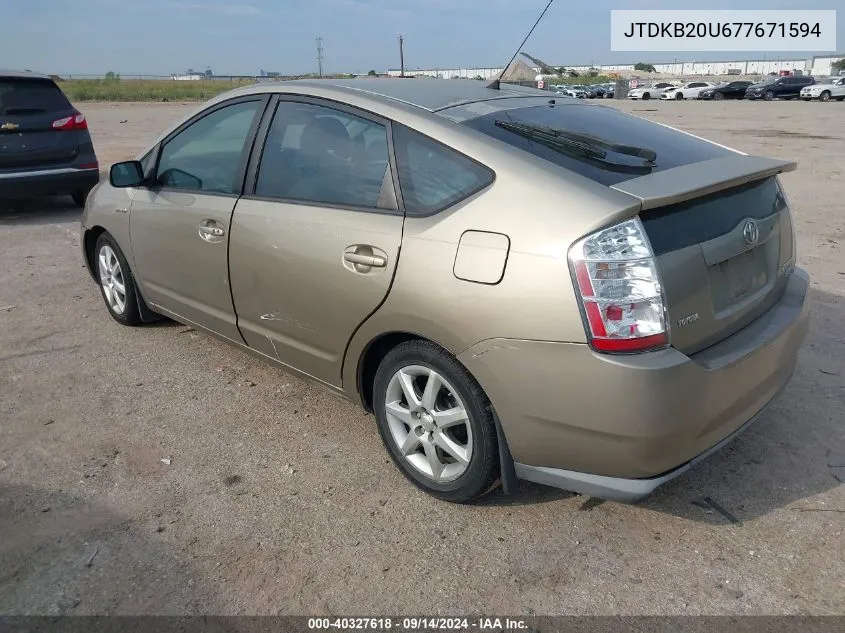 2007 Toyota Prius Touring VIN: JTDKB20U677671594 Lot: 40327618