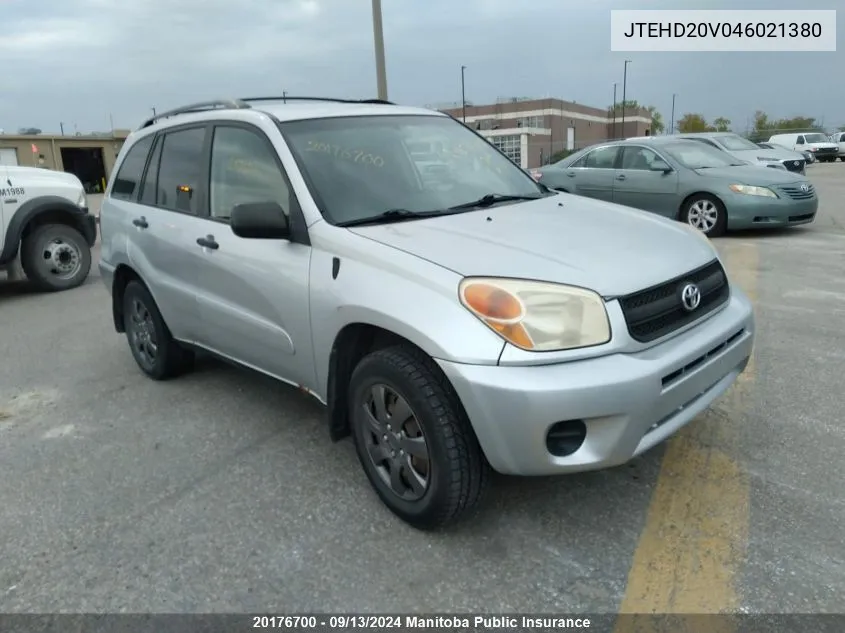 2004 Toyota Rav4 VIN: JTEHD20V046021380 Lot: 20176700