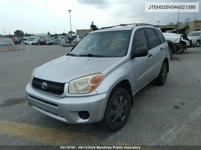 2004 Toyota Rav4 VIN: JTEHD20V046021380 Lot: 20176700