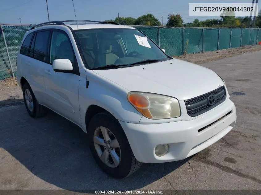 2004 Toyota Rav4 VIN: JTEGD20V940044302 Lot: 40284524