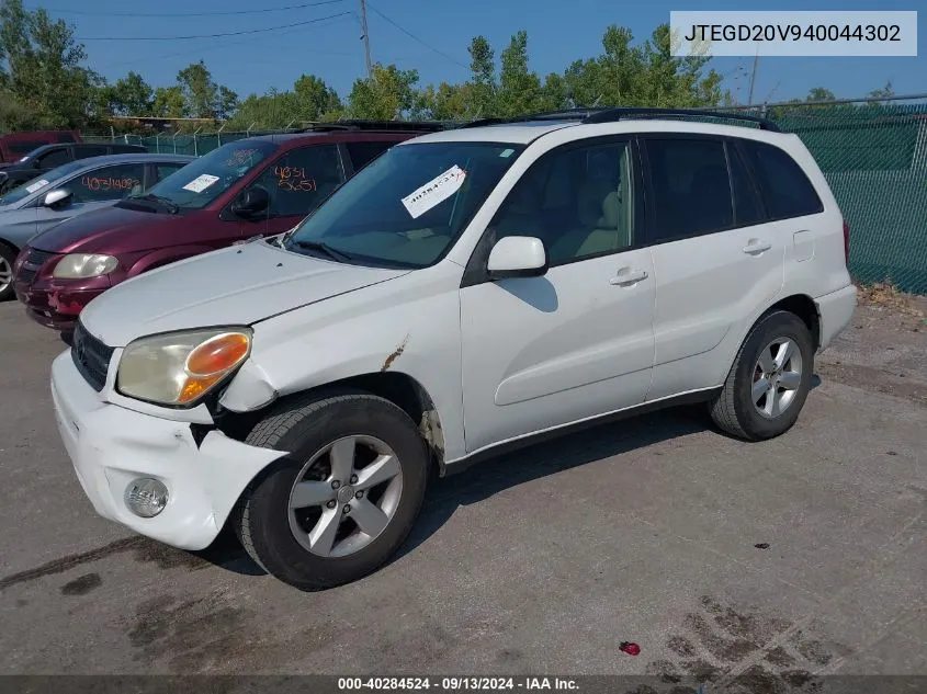 2004 Toyota Rav4 VIN: JTEGD20V940044302 Lot: 40284524