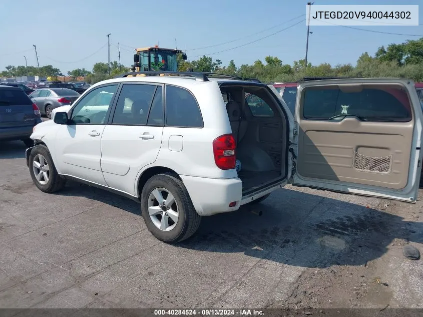 2004 Toyota Rav4 VIN: JTEGD20V940044302 Lot: 40284524