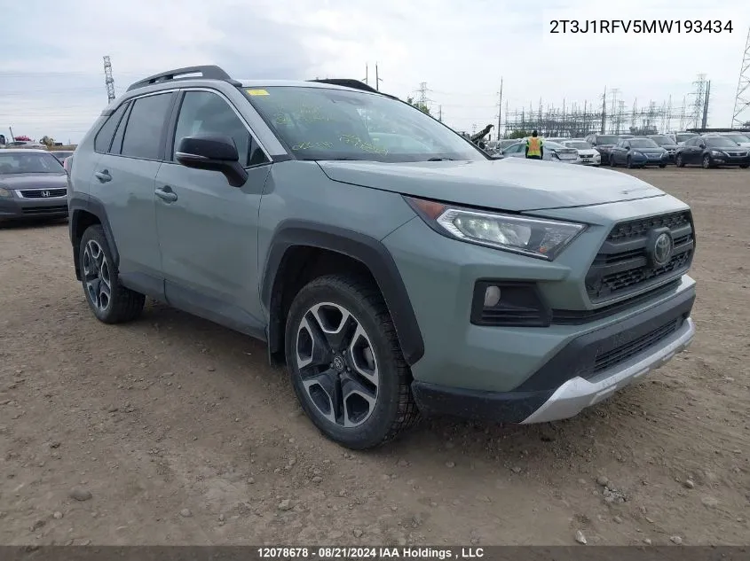 2021 Toyota Rav4 Adventure/Trd Off Road VIN: 2T3J1RFV5MW193434 Lot: 12078678