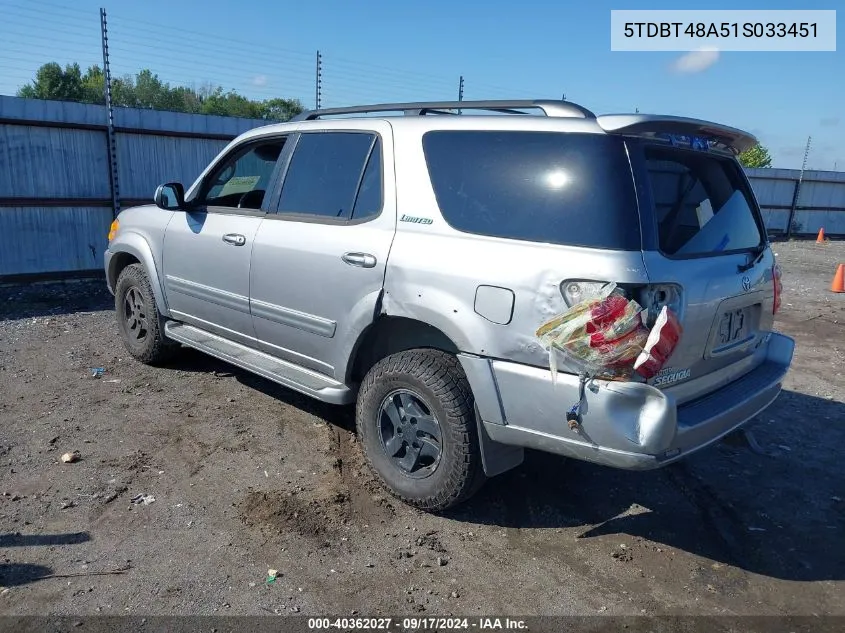 2001 Toyota Sequoia Limited V8 VIN: 5TDBT48A51S033451 Lot: 40362027