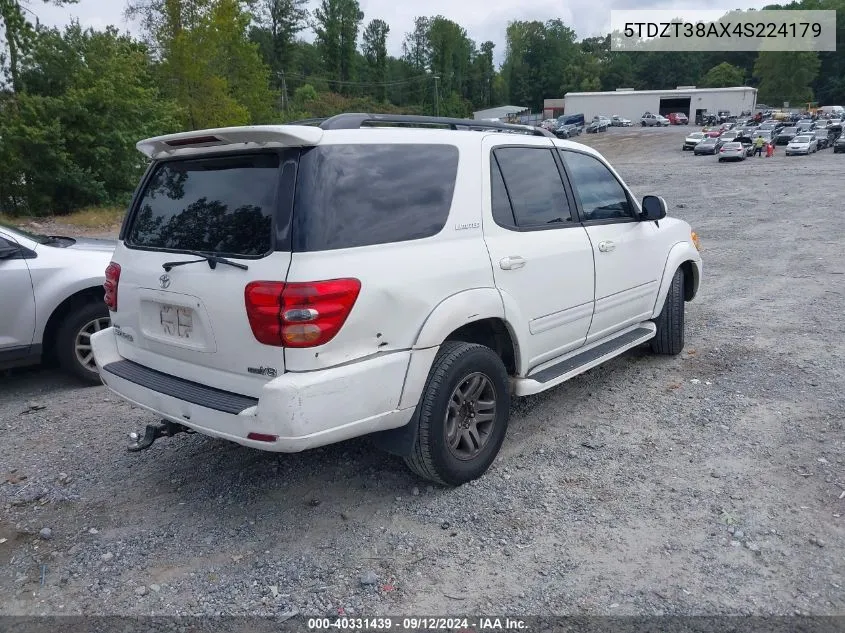 2004 Toyota Sequoia Limited V8 VIN: 5TDZT38AX4S224179 Lot: 40331439