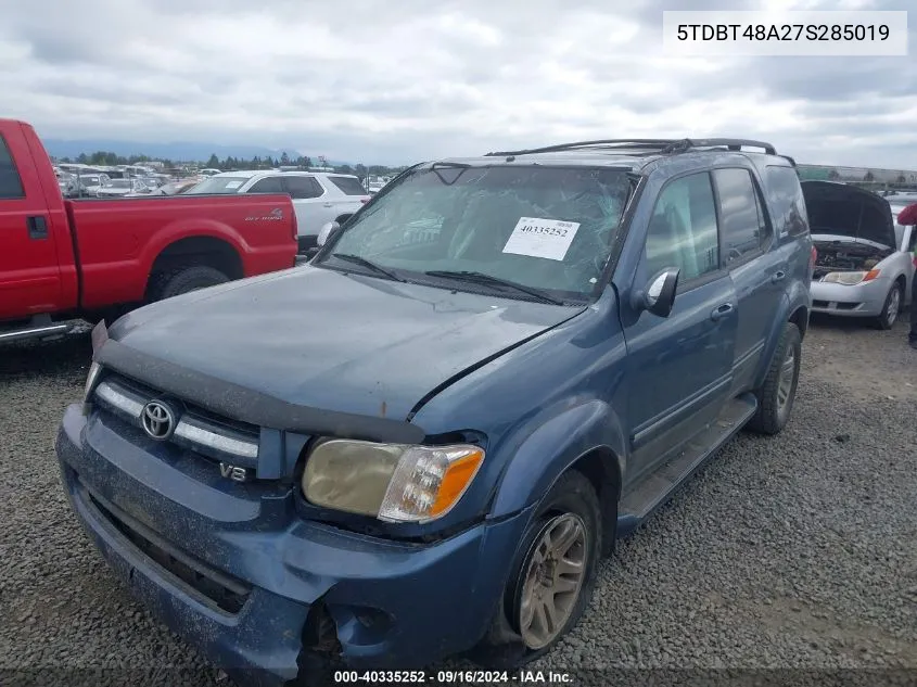 5TDBT48A27S285019 2007 Toyota Sequoia Limited V8