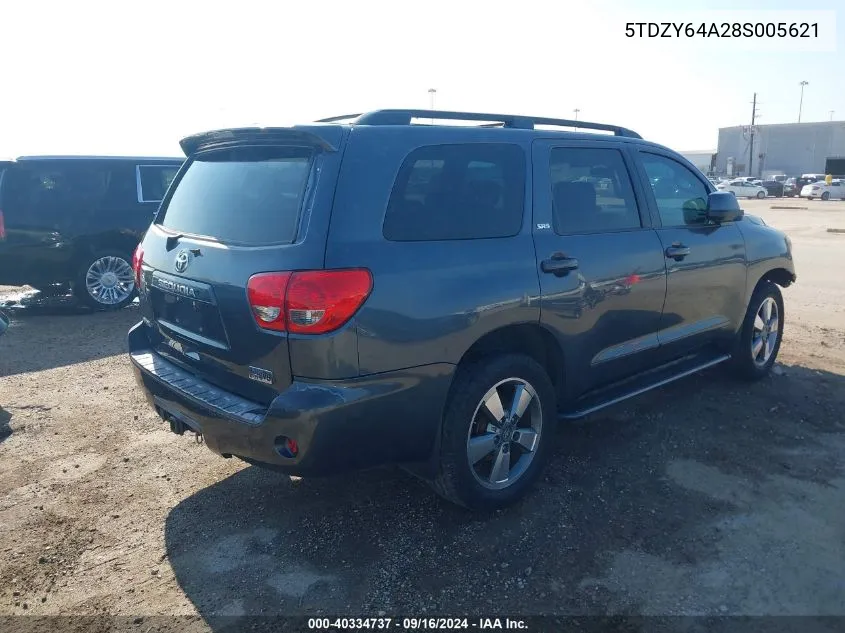 5TDZY64A28S005621 2008 Toyota Sequoia Sr5 5.7L V8