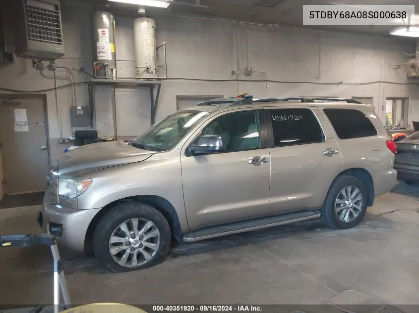 2008 Toyota Sequoia Limited VIN: 5TDBY68A08S000638 Lot: 40351920