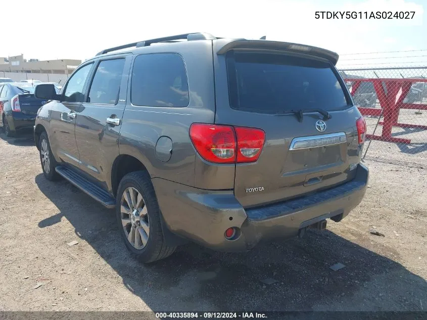 5TDKY5G11AS024027 2010 Toyota Sequoia Limited 5.7L V8