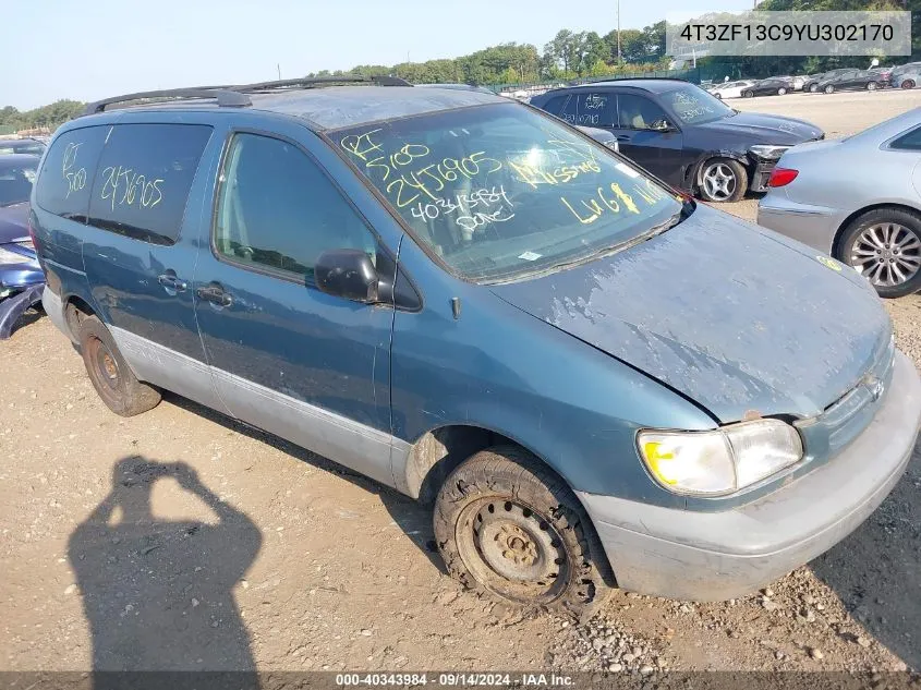 2000 Toyota Sienna Le VIN: 4T3ZF13C9YU302170 Lot: 40343984