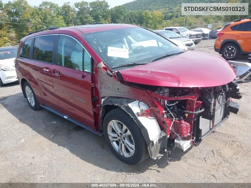 2021 Toyota Sienna Xse VIN: 5TDDSKFC5MS010325 Lot: 40337559