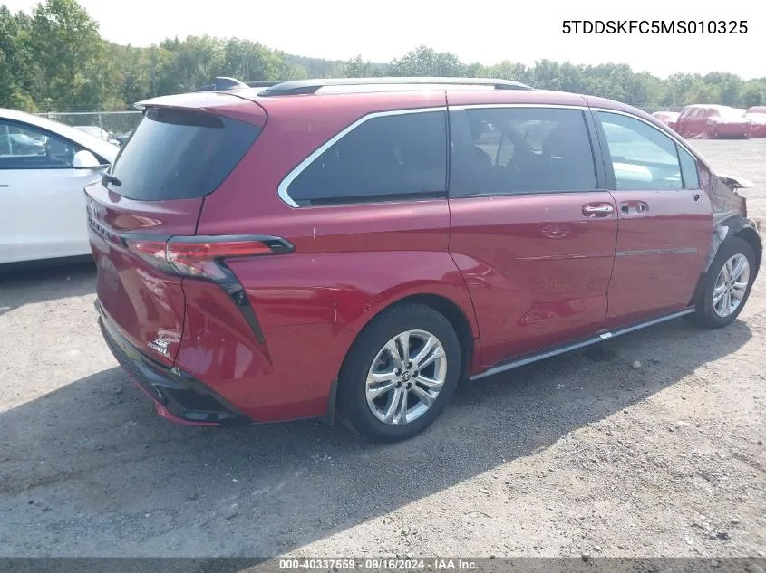 2021 Toyota Sienna Xse VIN: 5TDDSKFC5MS010325 Lot: 40337559