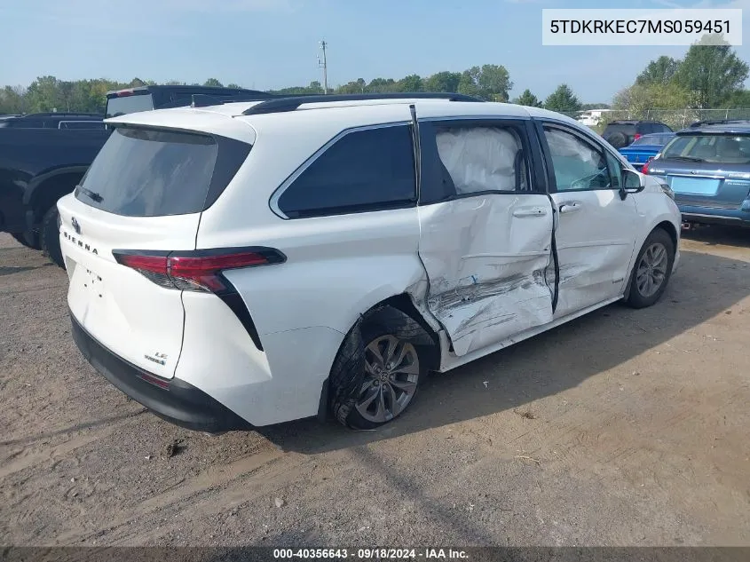 5TDKRKEC7MS059451 2021 Toyota Sienna Le