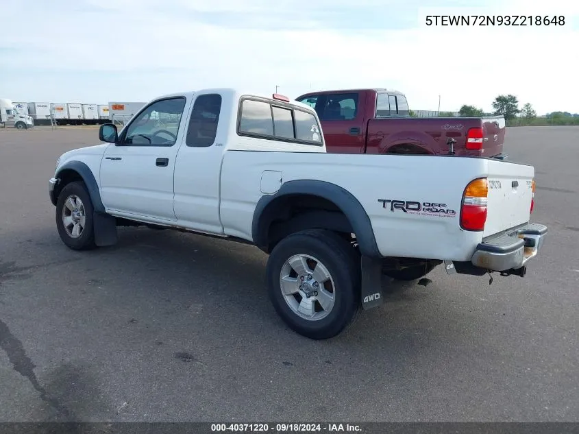 2003 Toyota Tacoma Xtracab VIN: 5TEWN72N93Z218648 Lot: 40371220