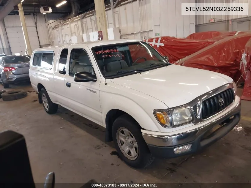 2003 Toyota Tacoma VIN: 5TEVL52N03Z259336 Lot: 40373183