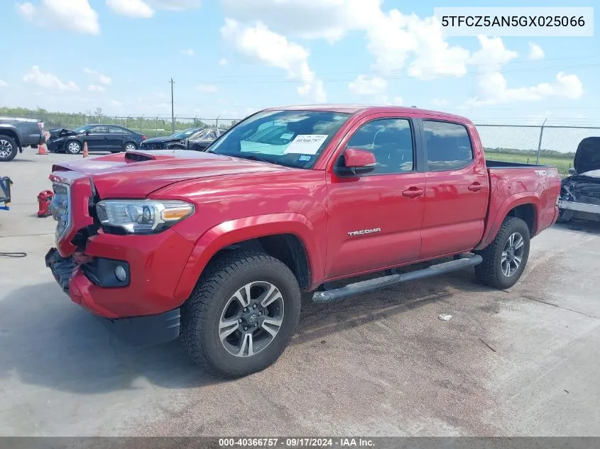 2016 Toyota Tacoma Trd Sport VIN: 5TFCZ5AN5GX025066 Lot: 40366757