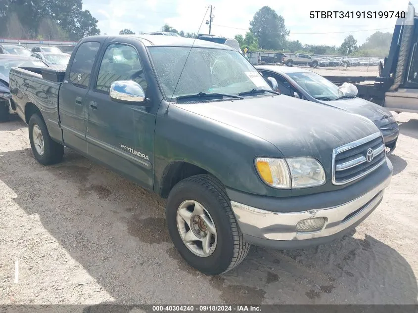 2001 Toyota Tundra Sr5 V8 VIN: 5TBRT34191S199740 Lot: 40304240