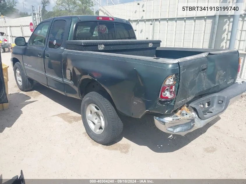 2001 Toyota Tundra Sr5 V8 VIN: 5TBRT34191S199740 Lot: 40304240