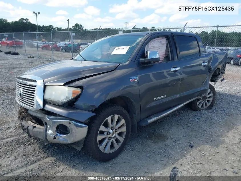 2012 Toyota Tundra Limited 5.7L V8 VIN: 5TFFY5F16CX125435 Lot: 40376871