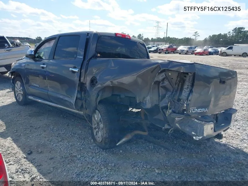 2012 Toyota Tundra Limited 5.7L V8 VIN: 5TFFY5F16CX125435 Lot: 40376871