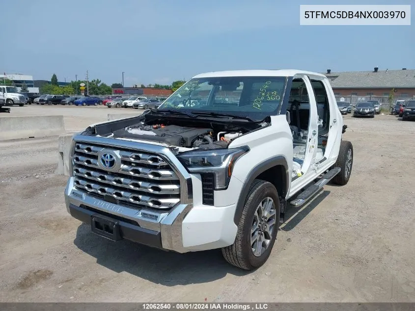 2022 Toyota Tundra Crewmax Platinum/Crewmax 1794 VIN: 5TFMC5DB4NX003970 Lot: 12062540