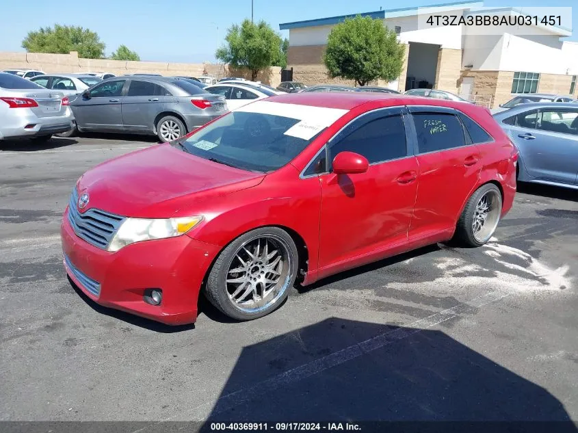 2010 Toyota Venza VIN: 4T3ZA3BB8AU031451 Lot: 40369911