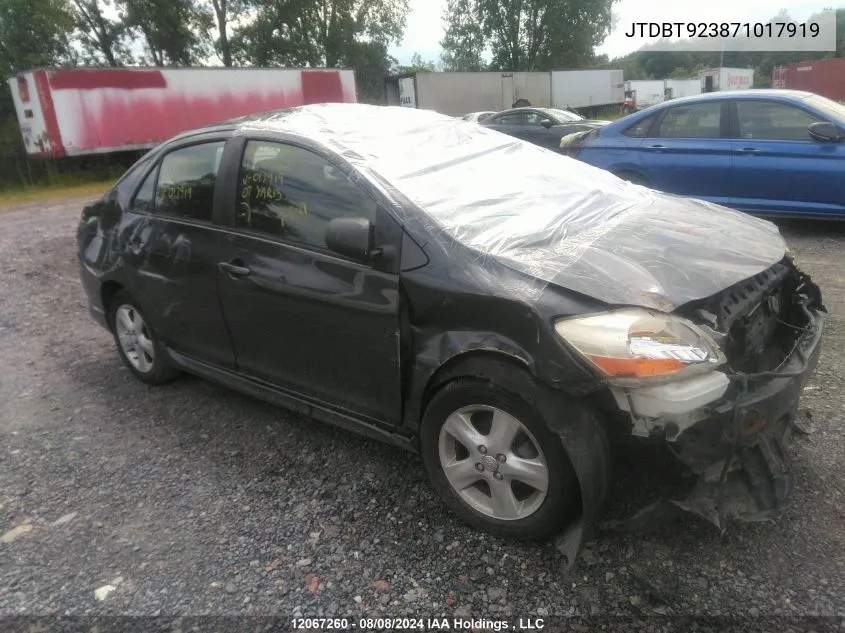 2007 Toyota Yaris VIN: JTDBT923871017919 Lot: 12067260