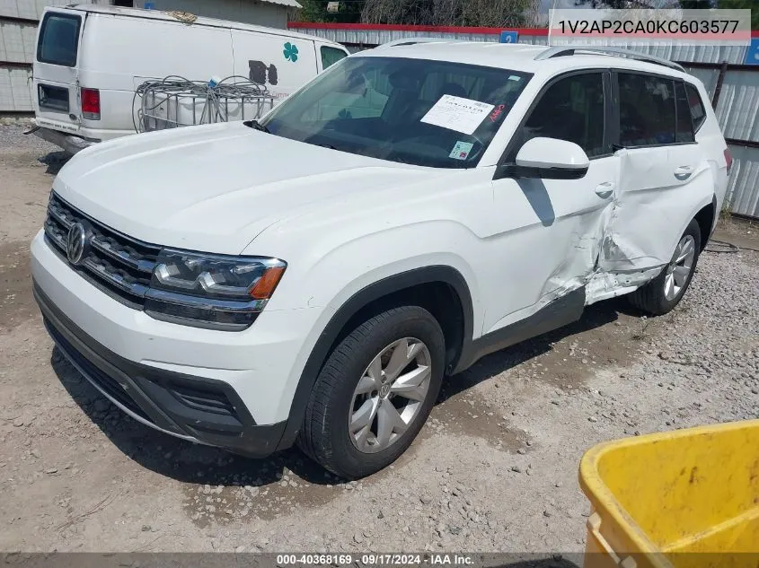 2019 Volkswagen Atlas 2.0T S VIN: 1V2AP2CA0KC603577 Lot: 40368169