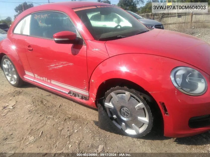 2012 Volkswagen Beetle 2.5L VIN: 3VWJP7AT0CM604003 Lot: 40336995