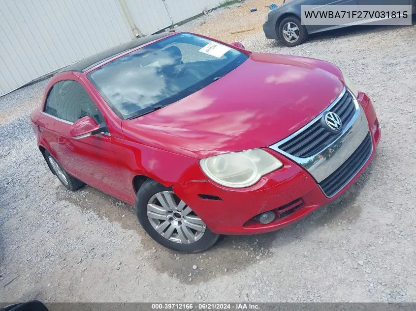 2007 Volkswagen Eos 2.0T VIN: WVWBA71F27V031815 Lot: 39712166