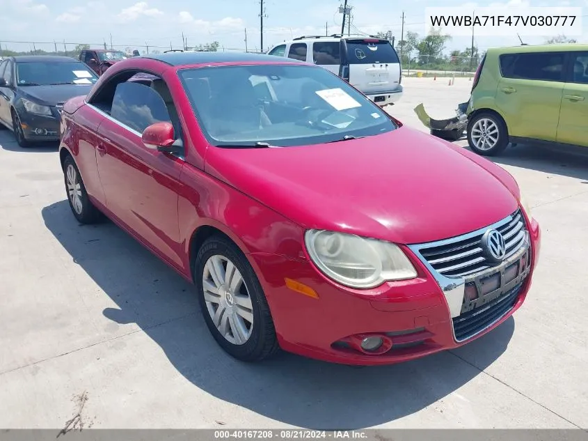 2007 Volkswagen Eos 2.0T VIN: WVWBA71F47V030777 Lot: 40167208