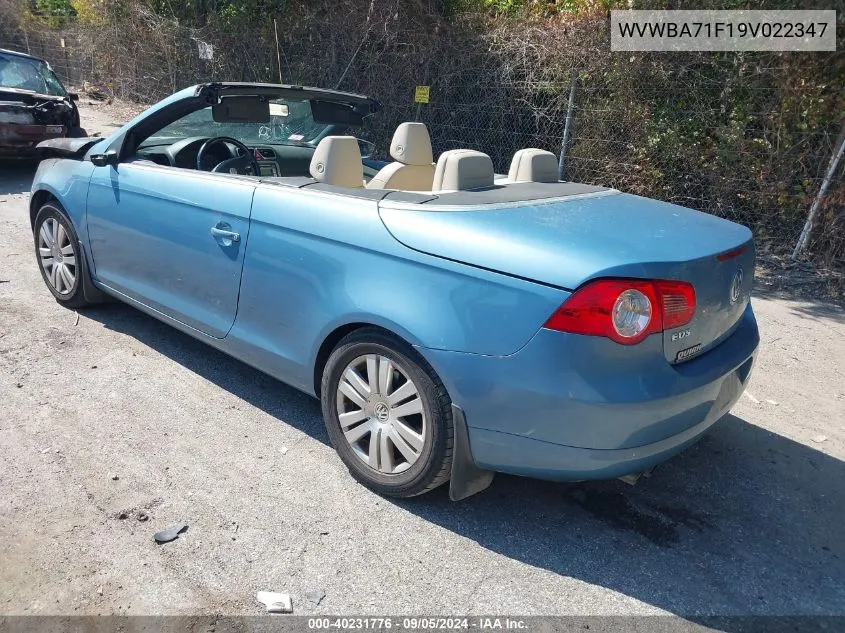 2009 Volkswagen Eos Komfort VIN: WVWBA71F19V022347 Lot: 40231776