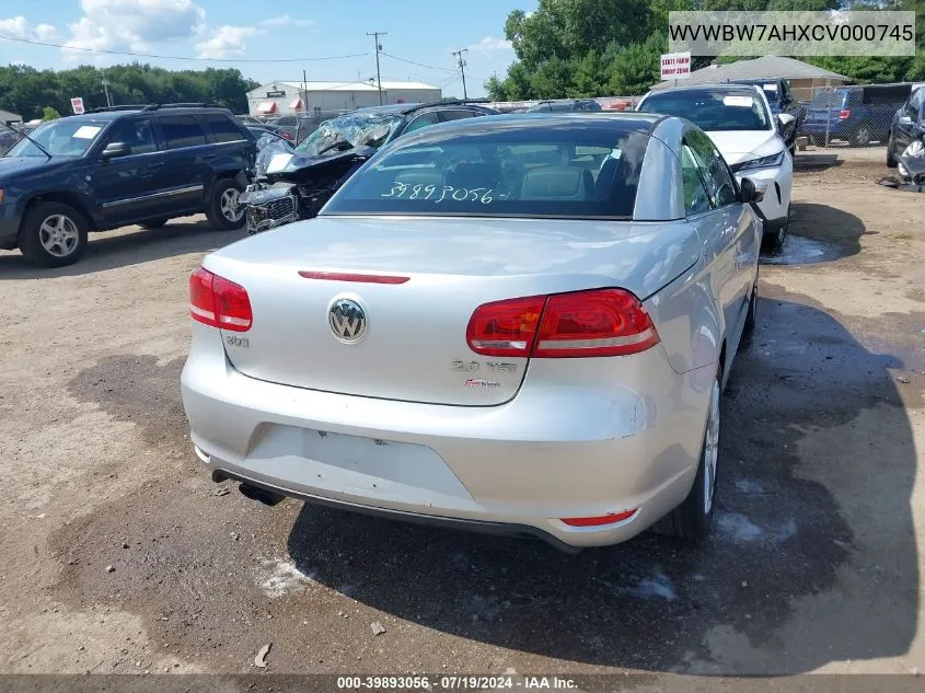 2012 Volkswagen Eos Komfort VIN: WVWBW7AHXCV000745 Lot: 39893056