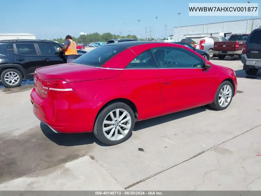 2012 Volkswagen Eos Komfort VIN: WVWBW7AHXCV001877 Lot: 40148713