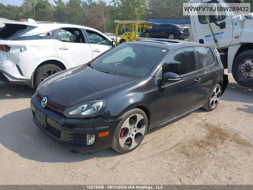 2011 Volkswagen Golf Gti VIN: WVWFV7AJ5BW289422 Lot: 12076558