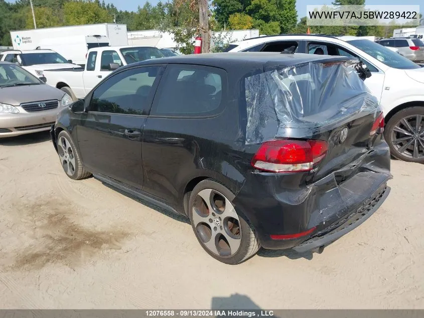 WVWFV7AJ5BW289422 2011 Volkswagen Golf Gti