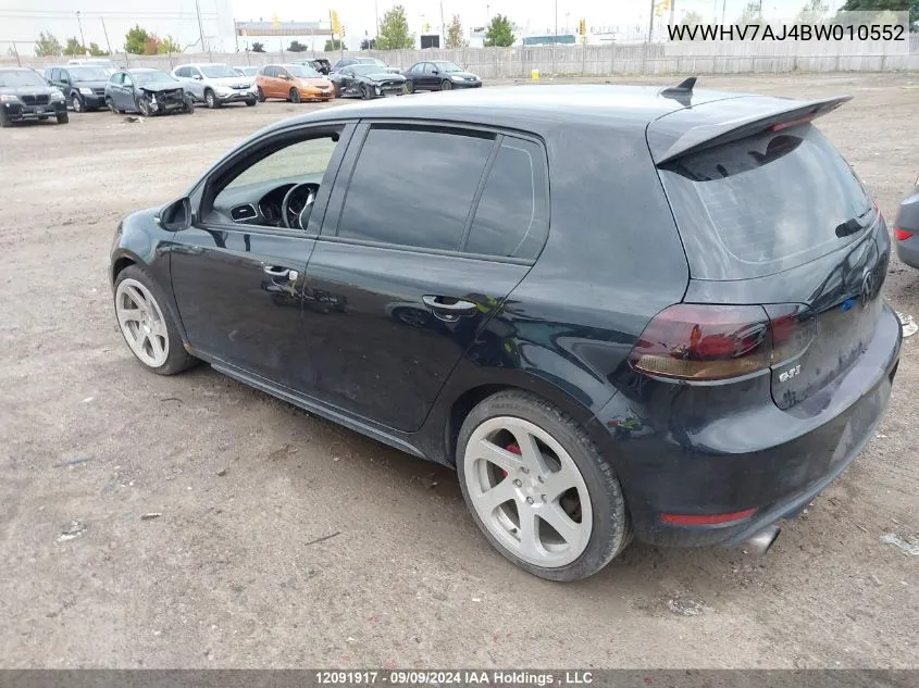 2011 Volkswagen Golf Gti VIN: WVWHV7AJ4BW010552 Lot: 12091917