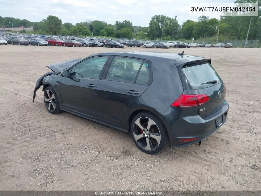 2015 Volkswagen Golf Gti 2.0T Se 4-Door VIN: 3VW4T7AU8FM042454 Lot: 39915703