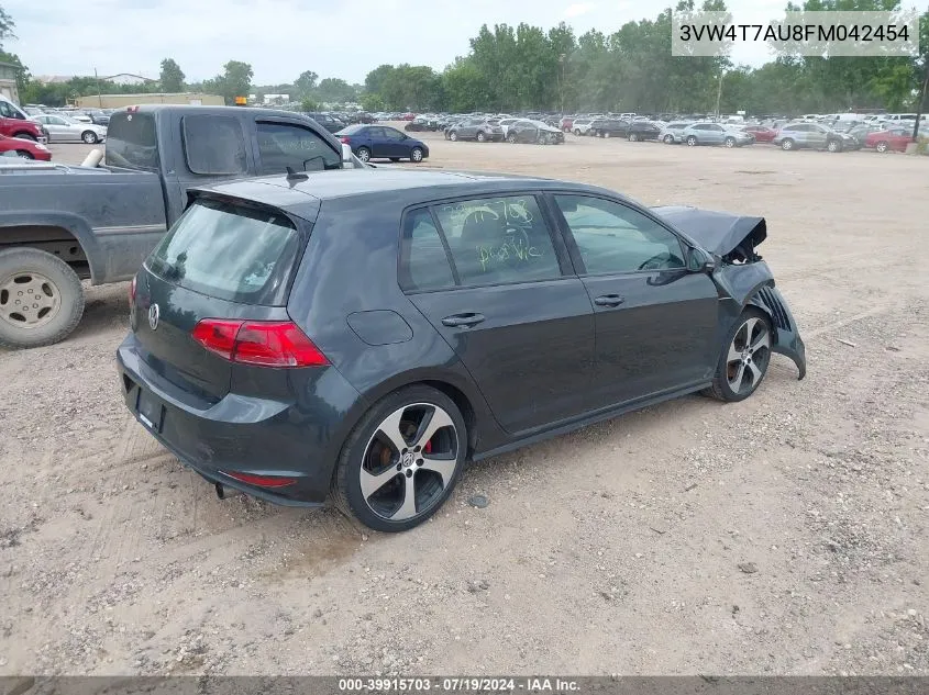 2015 Volkswagen Golf Gti 2.0T Se 4-Door VIN: 3VW4T7AU8FM042454 Lot: 39915703