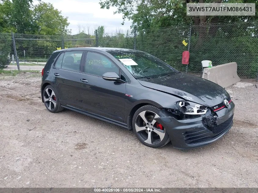 2015 Volkswagen Golf Gti 2.0T Se 4-Door VIN: 3VW5T7AU1FM086431 Lot: 40025106