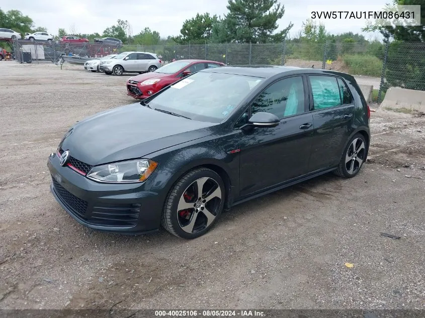 2015 Volkswagen Golf Gti 2.0T Se 4-Door VIN: 3VW5T7AU1FM086431 Lot: 40025106