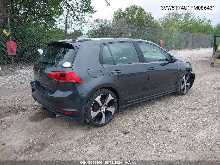 3VW5T7AU1FM086431 2015 Volkswagen Golf Gti 2.0T Se 4-Door