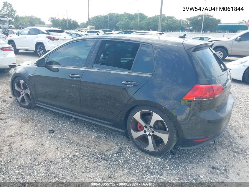 2015 Volkswagen Golf Gti 2.0T S W/Performance Package 4-Door VIN: 3VW547AU4FM061844 Lot: 40055792