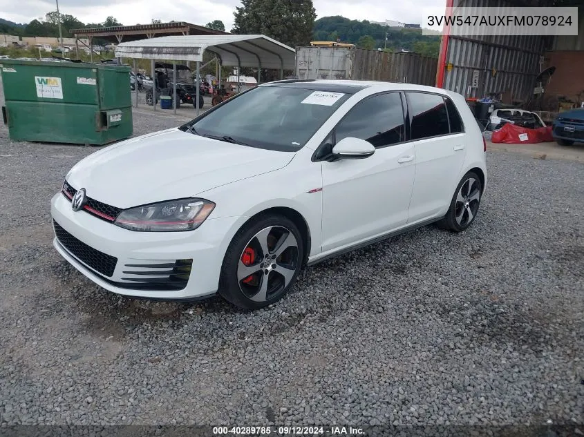 2015 Volkswagen Golf Gti 2.0T Se W/Performance Package 4-Door VIN: 3VW547AUXFM078924 Lot: 40289785