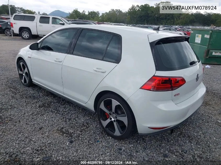 3VW547AUXFM078924 2015 Volkswagen Golf Gti 2.0T Se W/Performance Package 4-Door