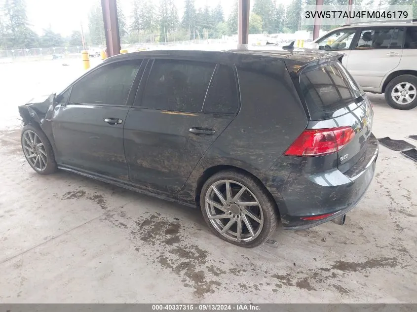 2015 Volkswagen Golf Gti VIN: 3VW5T7AU4FM046179 Lot: 40337315