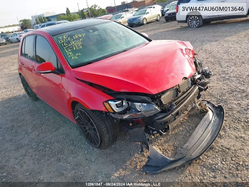 3VW447AU6GM013646 2016 Volkswagen Golf Gti