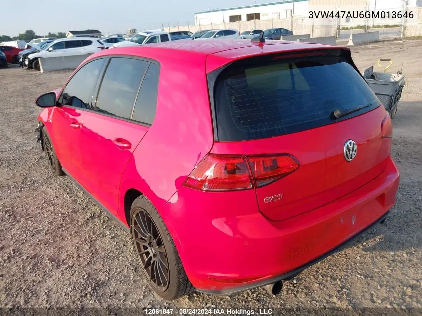 3VW447AU6GM013646 2016 Volkswagen Golf Gti