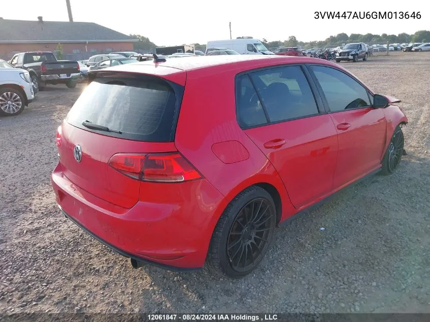 3VW447AU6GM013646 2016 Volkswagen Golf Gti