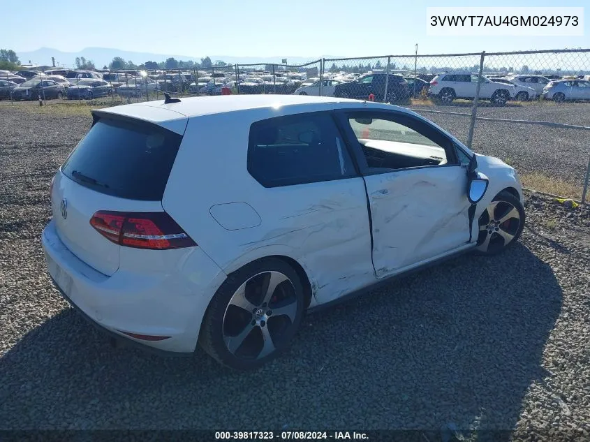 3VWYT7AU4GM024973 2016 Volkswagen Golf Gti S/Se